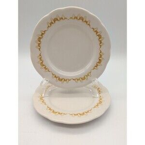 Vtg Buffalo China Mustard Loops 6" Bread Plates Set Of 2 Restaurant Ware